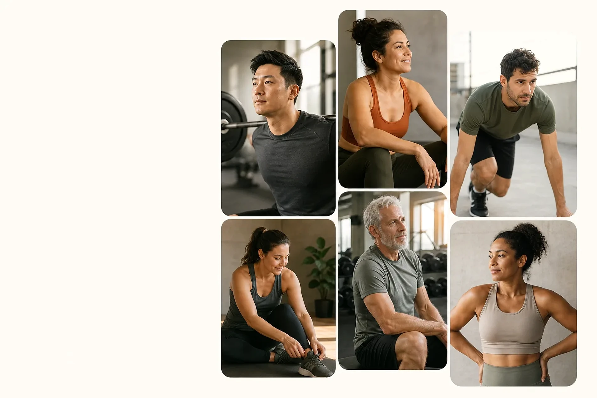 Adults at different stages of their fitness journey